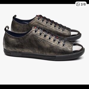 Black Leather Men's Sneakers